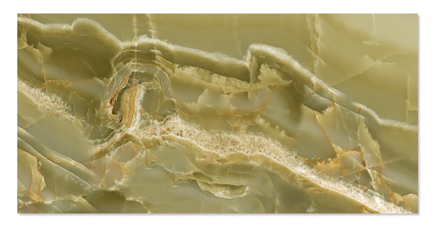 A close-up of onyx emerald polished porcelain tiles